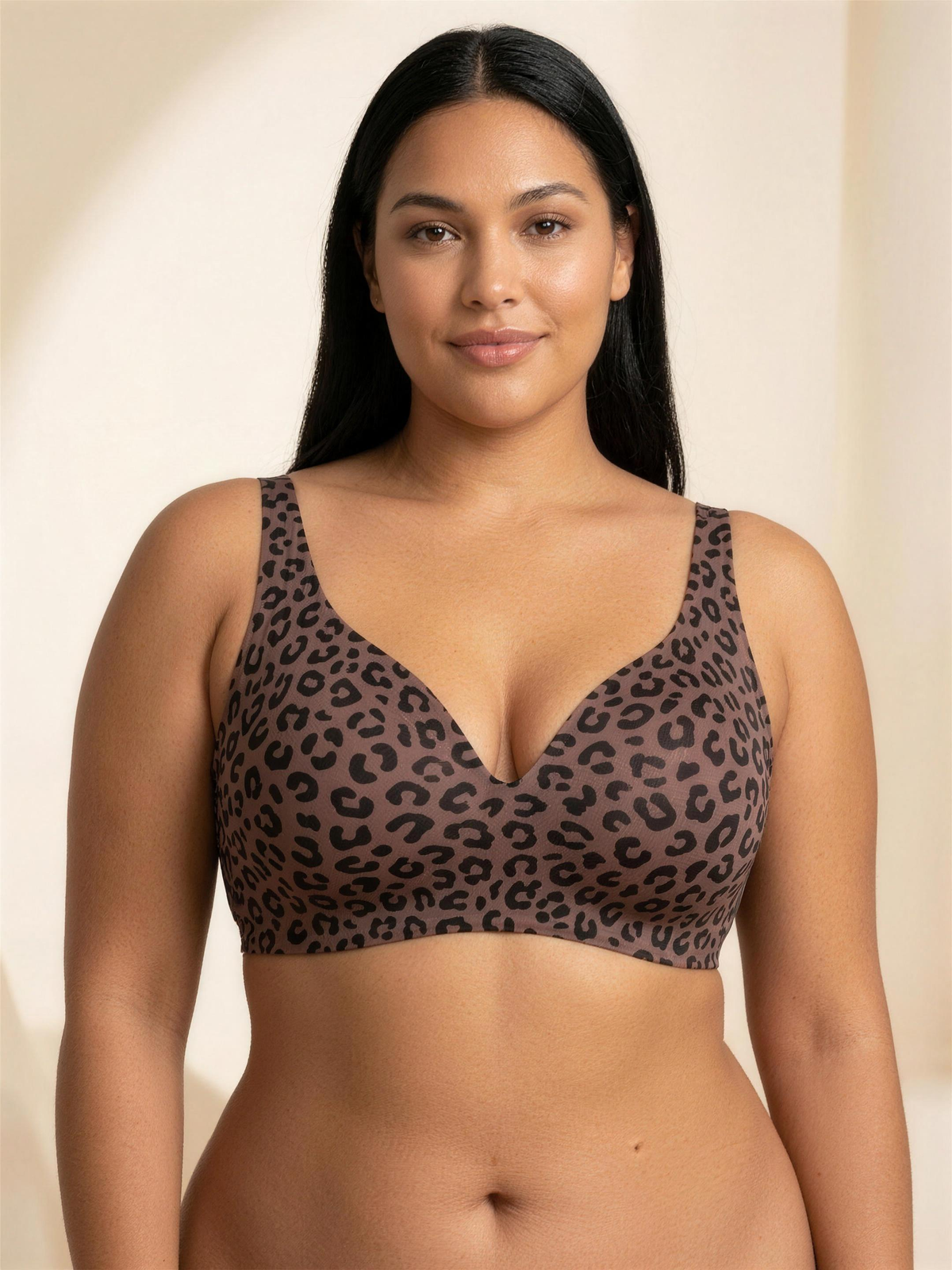 Soutien-gorge Surlane – léopard foncé – morphologie généreuse